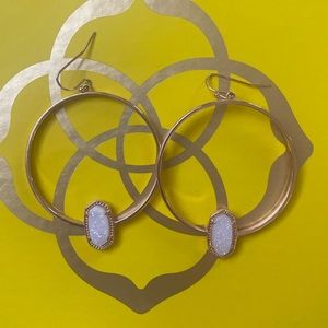Kendra Scott Elora Rose Gold Drusy Hoop Earrings NWOT